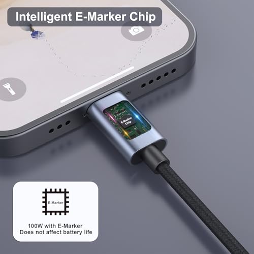 BENFEI USB C Fast Charging Cable(100W 6.6ft), Tangle-Free Silicone USB C Cable, Woven Design Aluminum Shell, for iPhone 15/15Pro/15Plus/15ProMax MacBook Pro/iPad Pro/Air 4, Samsung Galaxy S23+/S23