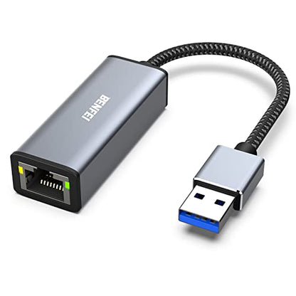BENFEI USB 3.0 to Gigabit Ethernet Adapter [Aluminium Shell&Nylon Cable] 1 Gray