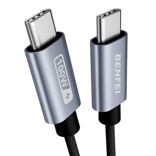 BENFEI USB C Fast Charging Cable(100W 6.6ft), Tangle-Free Silicone USB C Cable, Woven Design Aluminum Shell, for iPhone 15/15Pro/15Plus/15ProMax MacBook Pro/iPad Pro/Air 4, Samsung Galaxy S23+/S23
