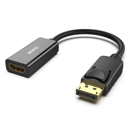BENFEI 4K DisplayPort to HDMI Adapter, Uni-Directional DP 1.2 Computer to HDMI 1.4 Screen Gold-Plated DP Display Port to HDMI Adapter (Male to Female) Compatible with Lenovo Dell HP and Other Passive Black