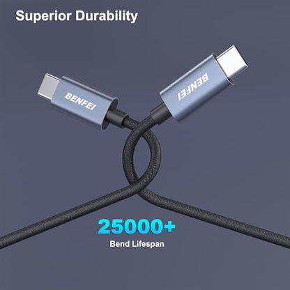 BENFEI USB C Fast Charging Cable(100W 6.6ft), Tangle-Free Silicone USB C Cable, Woven Design Aluminum Shell, for iPhone 15/15Pro/15Plus/15ProMax MacBook Pro/iPad Pro/Air 4, Samsung Galaxy S23+/S23